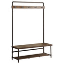 Alise - 5 Hook Coat Rack Hall Tree With Shoe Bench - Chestnut - Atlantic Fine Furniture Inc
