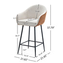 Modern Style Counter Height Bar Stools, With Comfortable Upholstery, Durable Metal Legs Ensure Stability - Brown