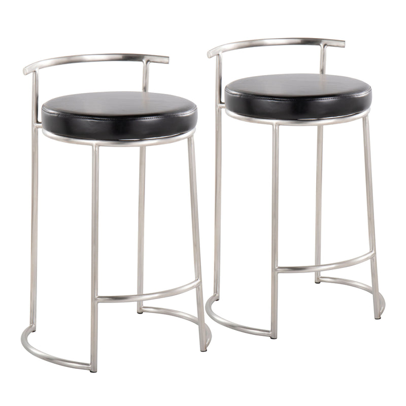 Fuji - Round, Contemporary Fixed Height Counter Stool (Set of 2)