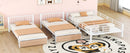 Triple Bunk Bed With Drawers, Multi-Functional Frame With Desks And Shelves In The Middle