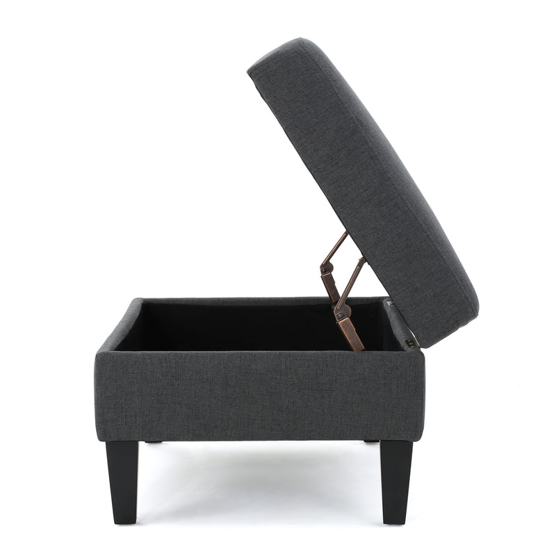 Ottoman With Birch Wood Legs And Cushioned Top For Comfort