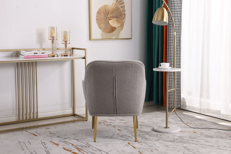 Modern Mid-Century Chair Linen Sherpa Armchair For Living Room Bedroom Office