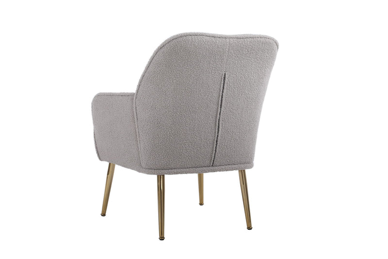 Modern Mid-Century Chair Linen Sherpa Armchair For Living Room Bedroom Office