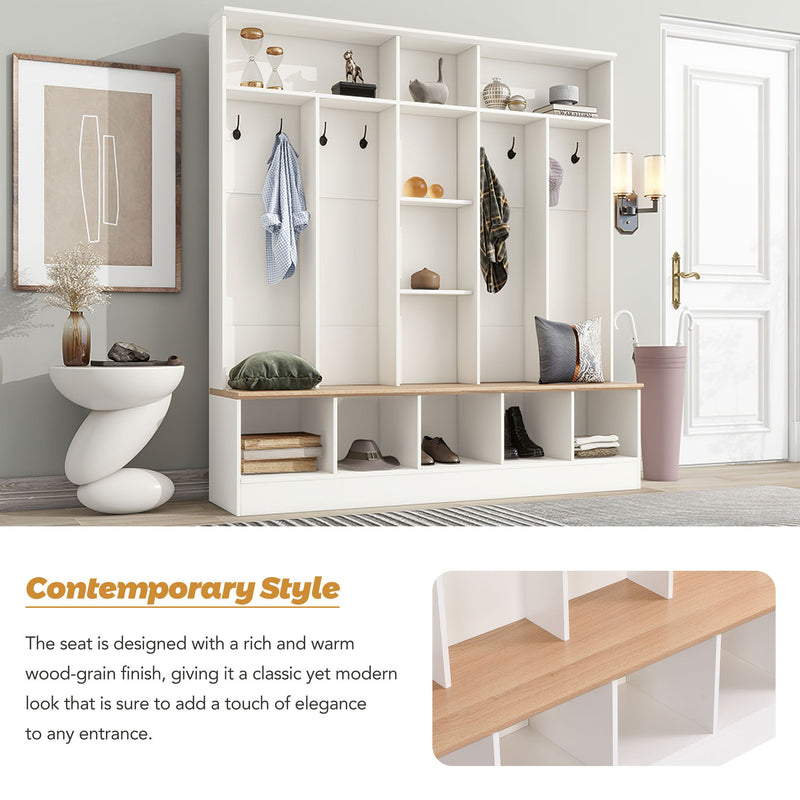 Minimalist Shoe Cabinet With Cube Storage & Shelves