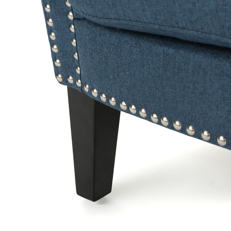 Elegant Club Chair With Nailhead Trim And Birch Wood Legs