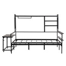 Daybed With Movable Desk, Grid, Shelves And Clothes Hanger