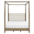 Queen Canopy Bed Frame With Upholstered Headboard - Brown