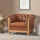 Luminex - Tufted Upholstered Club Chair With Nailhead Accents And Scrolled Tuxedo Arms