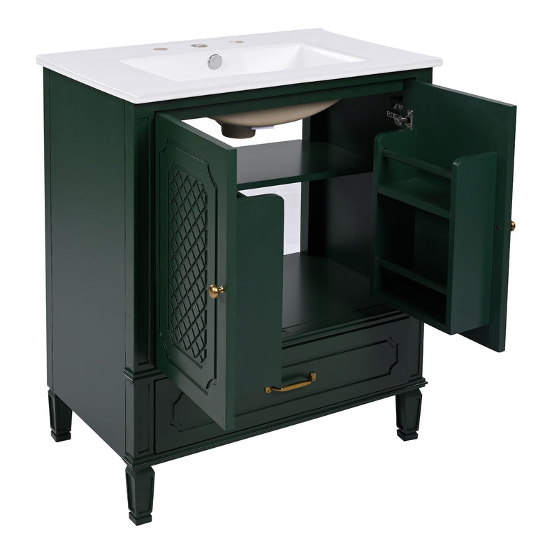 Vintage Style Bathroom Vanity With Sink, Multi Functional Storage, Soft-Closing Door