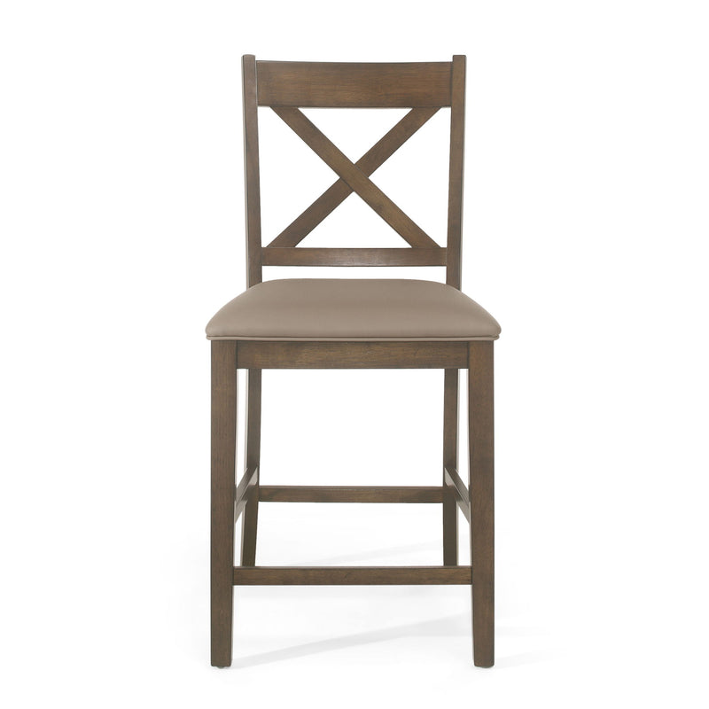 Farmhouse Style Counter Height Chair With Upholstered Seat