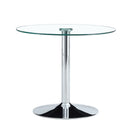 Modern Minimalist Circular Glass Dining Table With Electroplated Metal Legs 35" Diameter - Transparent