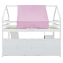 Loft Bed With House Shaped Frame And Tent