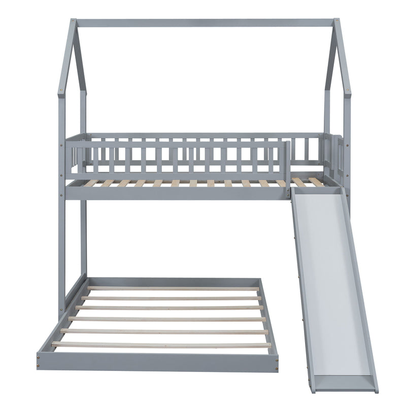 House Bunk Bed With Slide And Built In Ladder