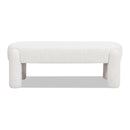 Hugo - Oval Fully Upholstered Bench - Milk Cream White