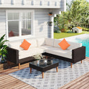 4 Pieces Outdoor Wicker L-Shape Sofa Set