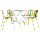 4 Piece Set Of Modern Striped Single Chairs With Folding Square Table