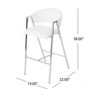 Modern Bar Stools With Low Back And Arms And Durable Metal Frame (Set of 2) - Ivory