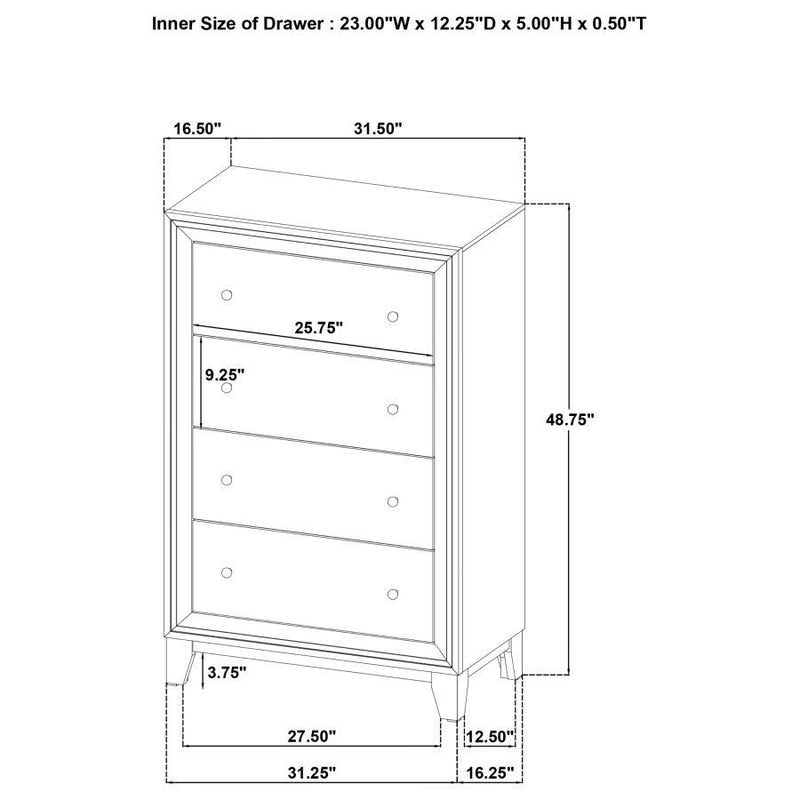 Welsley - 4-Drawer Chest Of Drawers - Walnut
