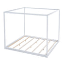 Wood Canopy Platform Bed With Support Legs And Airflow Slats