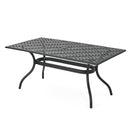 Outdoor Aluminum Dining Table With Lattice Design And Center Umbrella Hole - Black