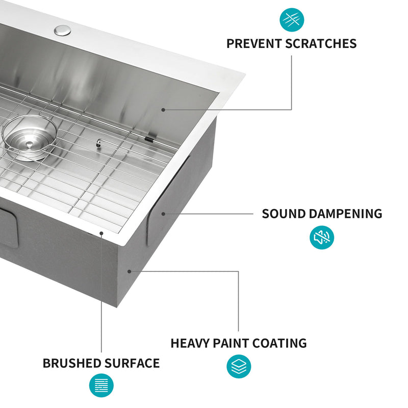 Stainless Steel Drop In Kitchen Sink, Topmount