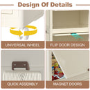 Portable Wardrobe Closet Storage Organizer With Magnetic Doors And Hanging Rod - Cream White
