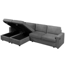Convertible Sectional Sofa With Storage Chaise Lounges And USB Ports