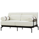 Modern Loveseat Sofa 2 Seater With USB Ports, Cylindrical Armrests