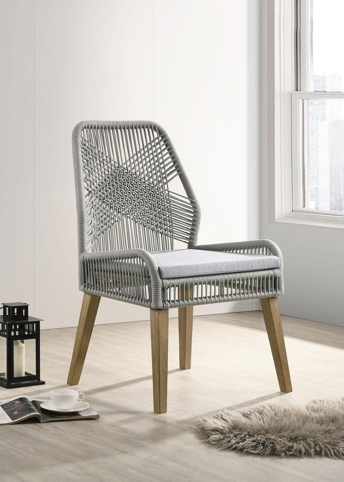 Nakia Woven Rope Dining Side Chairs Grey (Set of 2) - Atlantic Fine Furniture Melbourne FL
