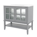 Bathroom Vanity With Ceramic Sink, Adjustable & Open Shelf