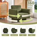 360° Modern Swivel Accent Chair Round Armchair, Thick Padded Single Lounge Sofa Upholstered Comfy