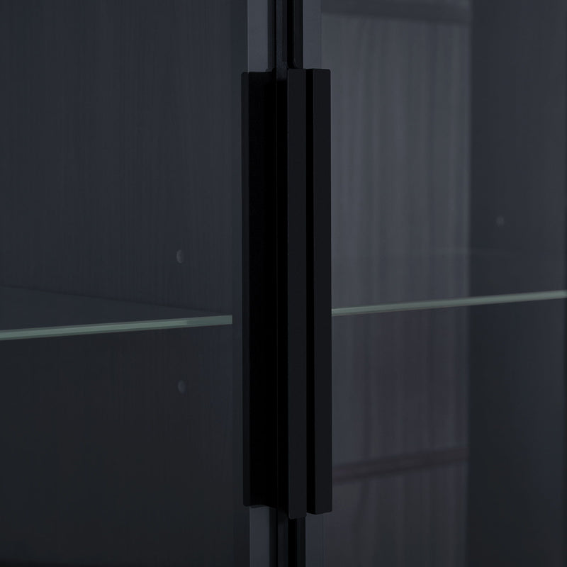 Modern Minimalist Style LED Curio Cabinet With Tempered Glass Door, Metal Legs