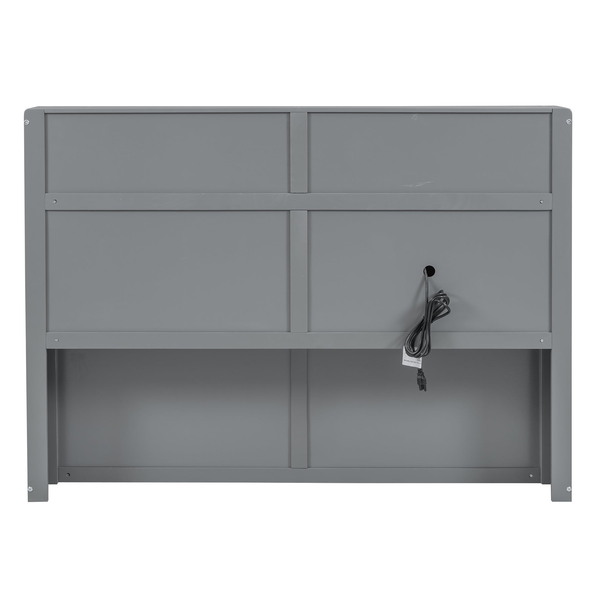 Wood Full Size Hydraulic Platform Bed with Storage LED Headboard, Charging Station and 2 Drawers, Gray - Atlantic Fine Furniture Melbourne FL