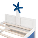 Twin Size Boat-Shaped Platform Bed with Twin size Trundle,Twin Bed with Storage for Bedroom,Blue