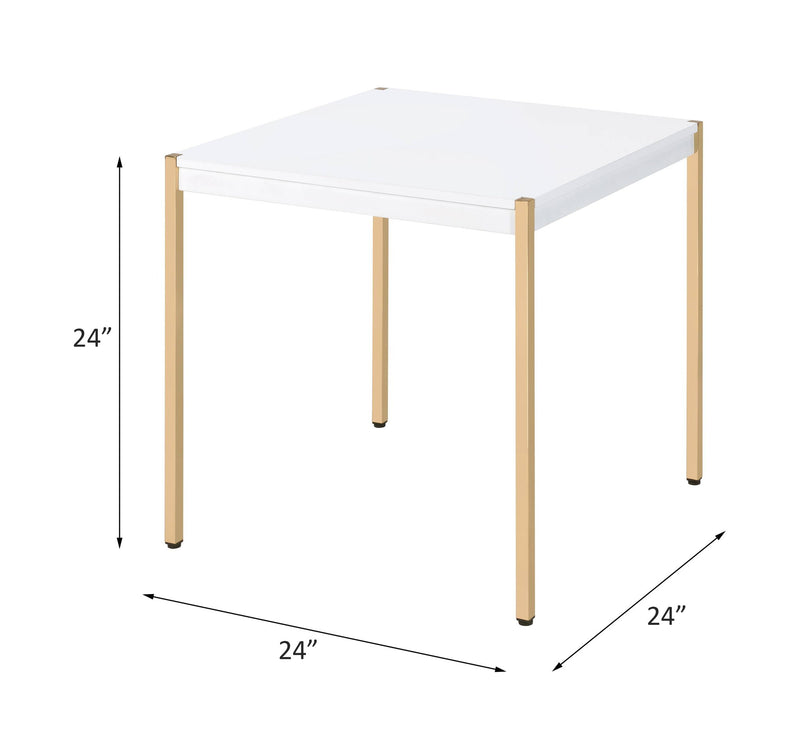 Otrac - End Table - White & Gold