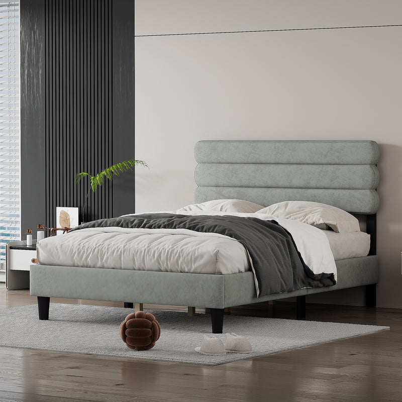 Full Bed Frame with Headboard,Sturdy Platform Bed with Wooden Slats Support,No Box Spring,Mattress Foundation,Easy Assembly