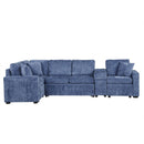 Contemporary L Shaped Convertible Sofa Bed With Pull Out Bed, Cup Holders, And Storage