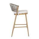 Outdoor Bar Height Metal Frame Counter Stools With Scallop Shaped Backrest & Water Resistant Cushions