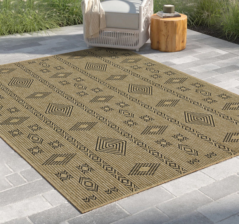 Earth - 2'7" X 7'3" Indoor / Outdoor Area Rug - Jute / Black