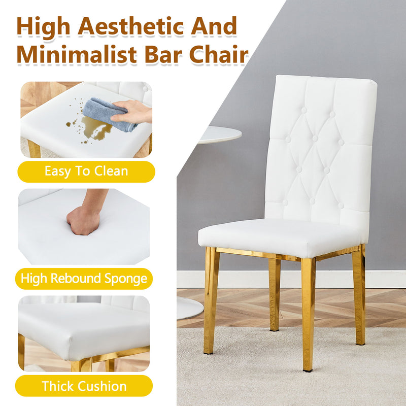Vintage Style Armless Dining Chairs Set With Grid And Buckle Design