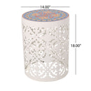 Airy - Outdoor Side Table With Lace Cut Design And Metal Frame