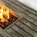 54" Propane Gas Fire Pit Table, 50000 Btu Rectangular Steel Fire Pit With Imitation Wood Grain For Outside Patio Deck Garden Courtyard - Light Beige