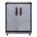 Brancaster - Wine Cabinet - Antique Ebony Top Grain Leather & Aluminum