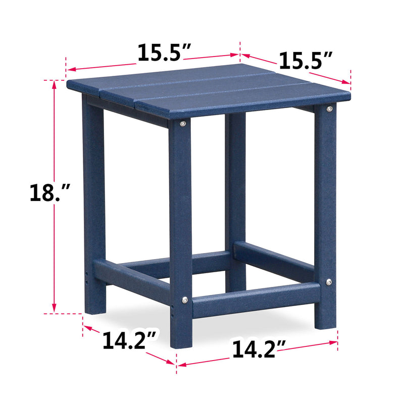 Folding Outdoor Adirondack Chair (Set of 2) And Table Set, Hdpe All-Weather Folding Fire Pit Chair, Ergonomic Design Patio Lawn Chair For Outside Deck Garden Backyardf Balcony - Navy Blue