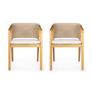 Outdoor Dining Set 1 Table 4 Chairs (Set of 5) - Teak / Beige