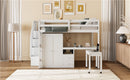 Loft Bed With Stairs, Bookshelf, Drawers, Desk & Wardrobe, Space Saving Multifunctional Furniture