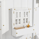Twin over Twin House Bunk Bed with Roof , Window, Window  Box, Door , with Safety Guardrails and Ladder,White