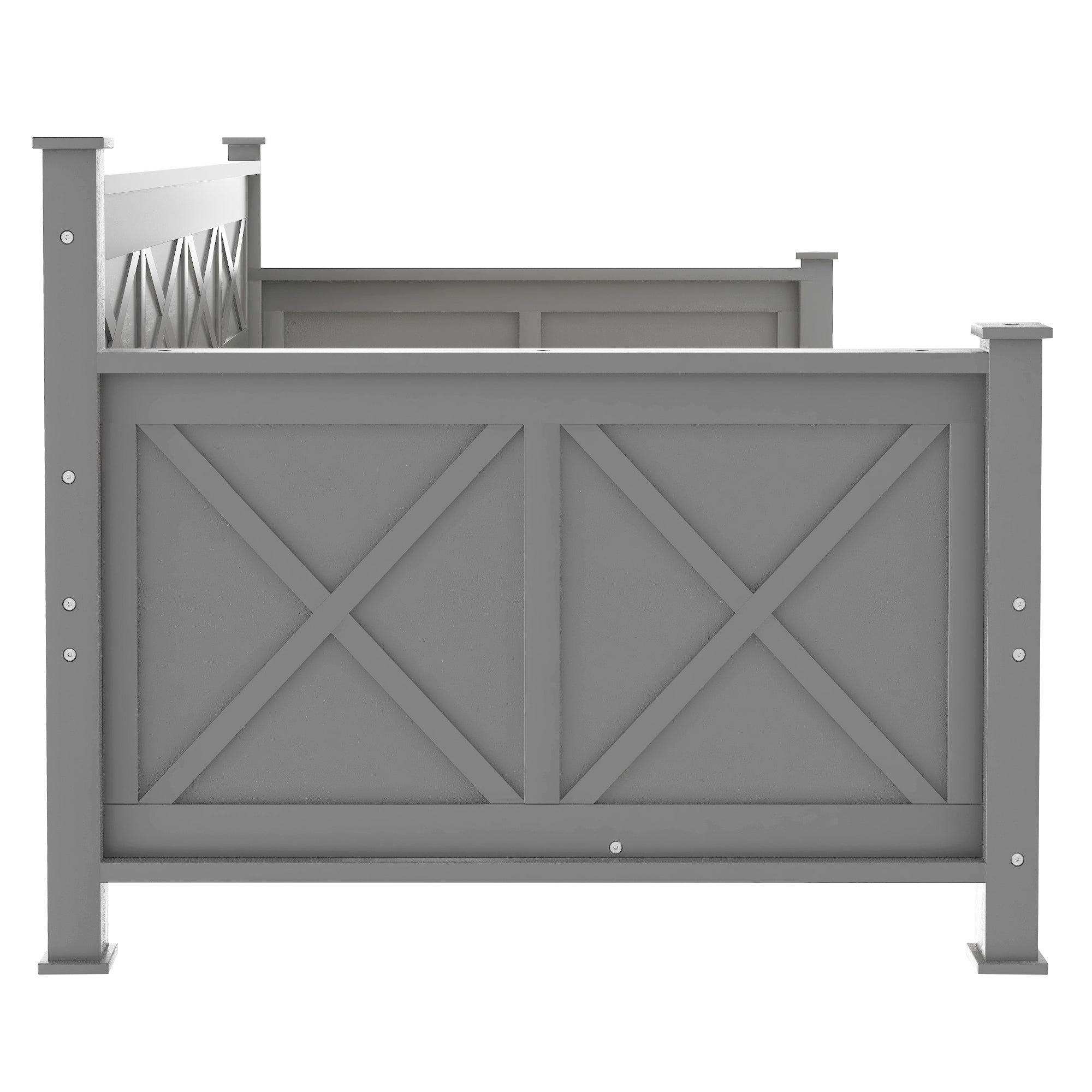 Twin Size Daybed with 2 Large Drawers, X-shaped Frame, Modern and Rustic Casual Style Daybed, Gray