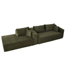 Compression Sectional Couch With Comfy Chaise, Boneless L Shape Sofa With Deep Seat