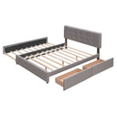 Upholstered Platform Bed With Classic Headboard And Drawers, No Box Spring Needed